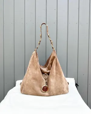 LANVIN Suede Large Slouchy Hobo Bag