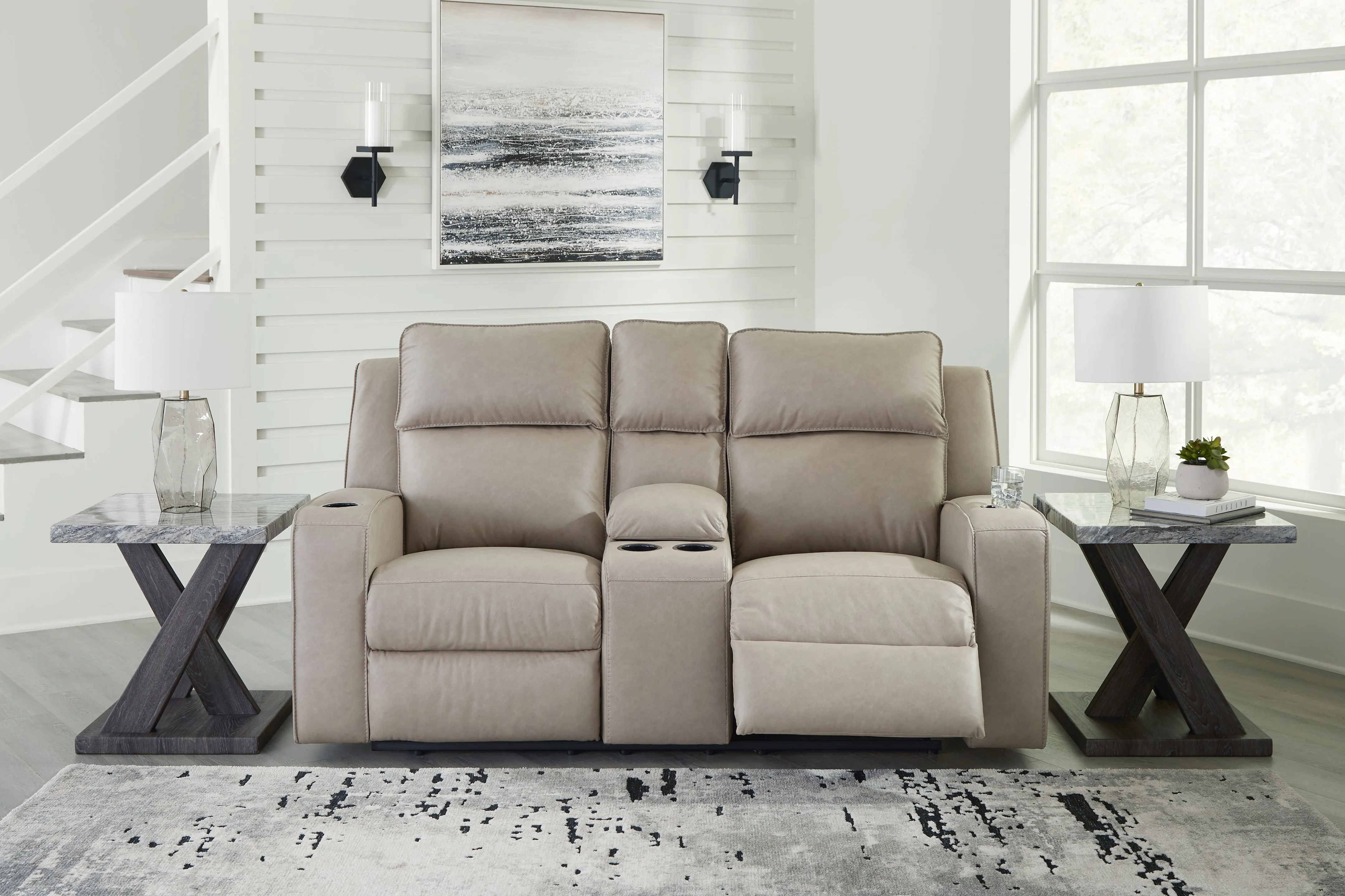 Lavenhorne Sofa, Loveseat and Recliner in Pebble