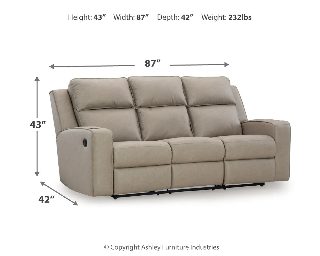 Lavenhorne Sofa, Loveseat and Recliner in Pebble