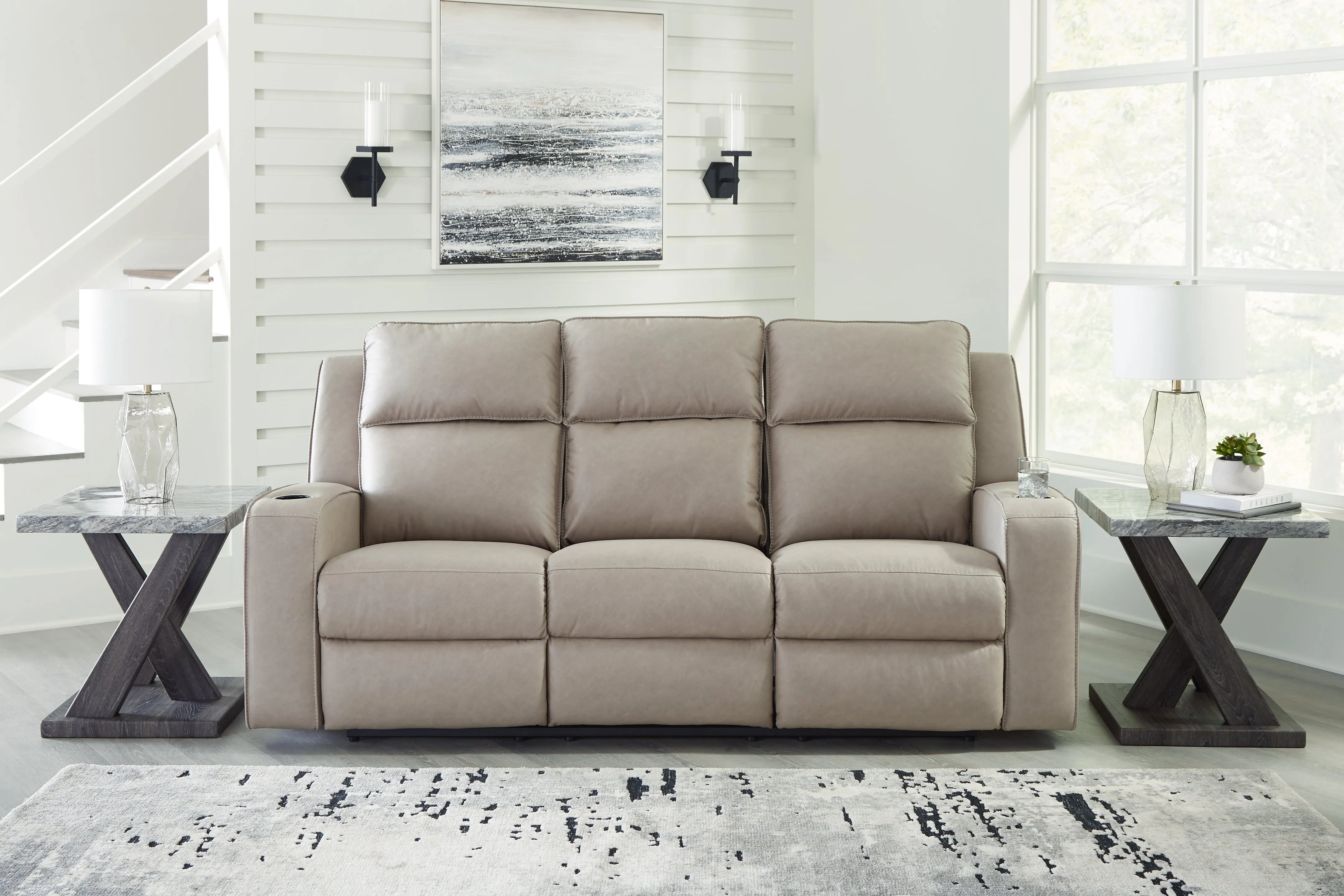 Lavenhorne Sofa, Loveseat and Recliner in Pebble