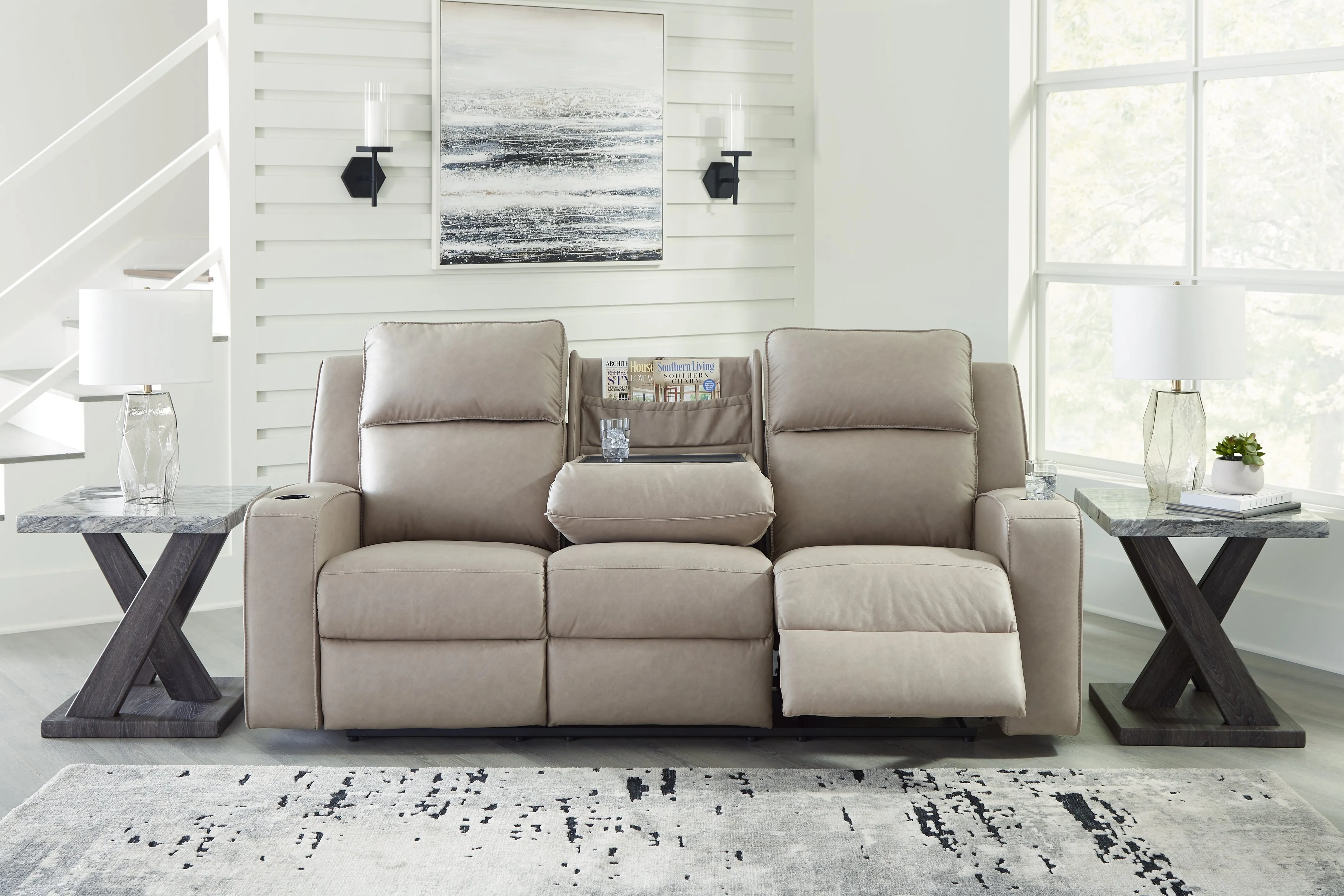 Lavenhorne Sofa, Loveseat and Recliner in Pebble