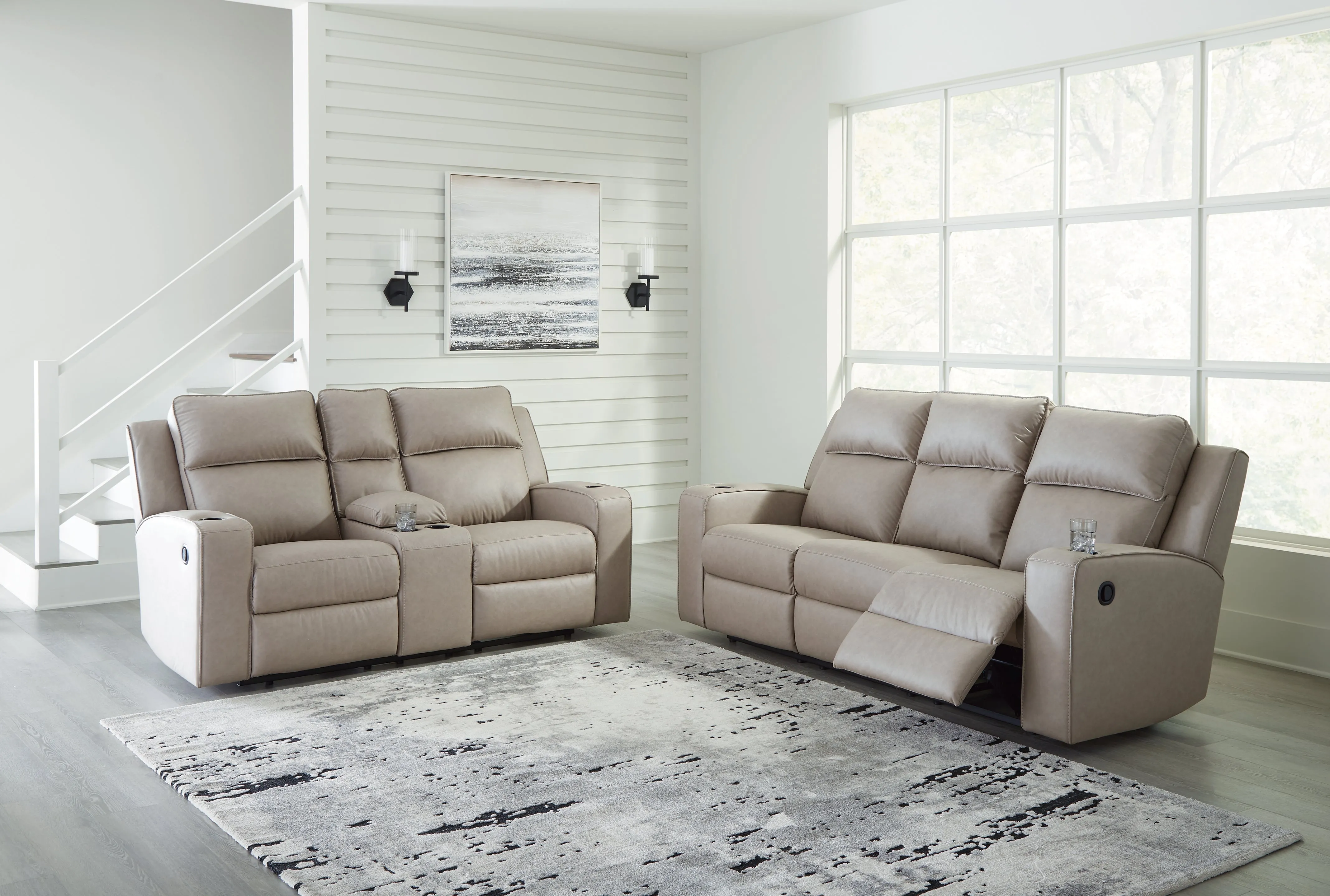 Lavenhorne Sofa, Loveseat and Recliner in Pebble