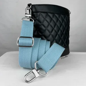 Light Blue Heavy-duty Fabric Bag Strap (Adjustable 32-56" Shoulder to Crossbody Length) - Thick Cotton Canvas Woven Material 1.5" Wide