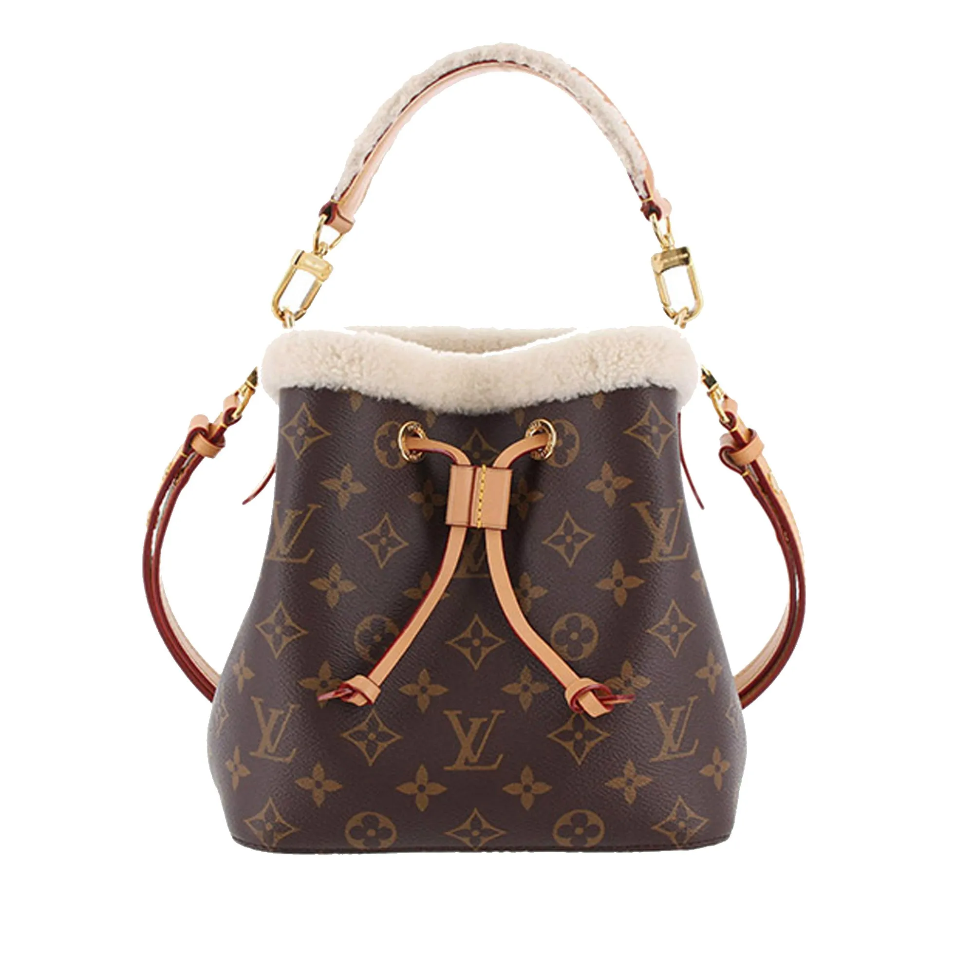 LOUIS VUITTON Monogram Neonoe Shearling BB Bucket Bag