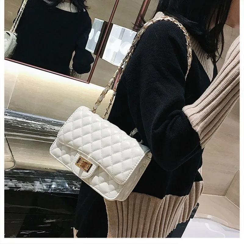 Luxury Brand PU Leather Fashion Chain Messenger Flap Clutch