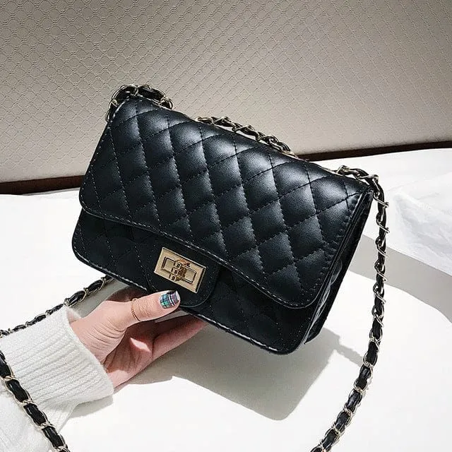 Luxury Brand PU Leather Fashion Chain Messenger Flap Clutch