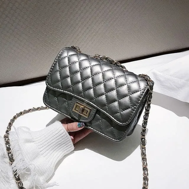 Luxury Brand PU Leather Fashion Chain Messenger Flap Clutch