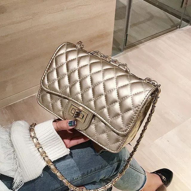 Luxury Brand PU Leather Fashion Chain Messenger Flap Clutch