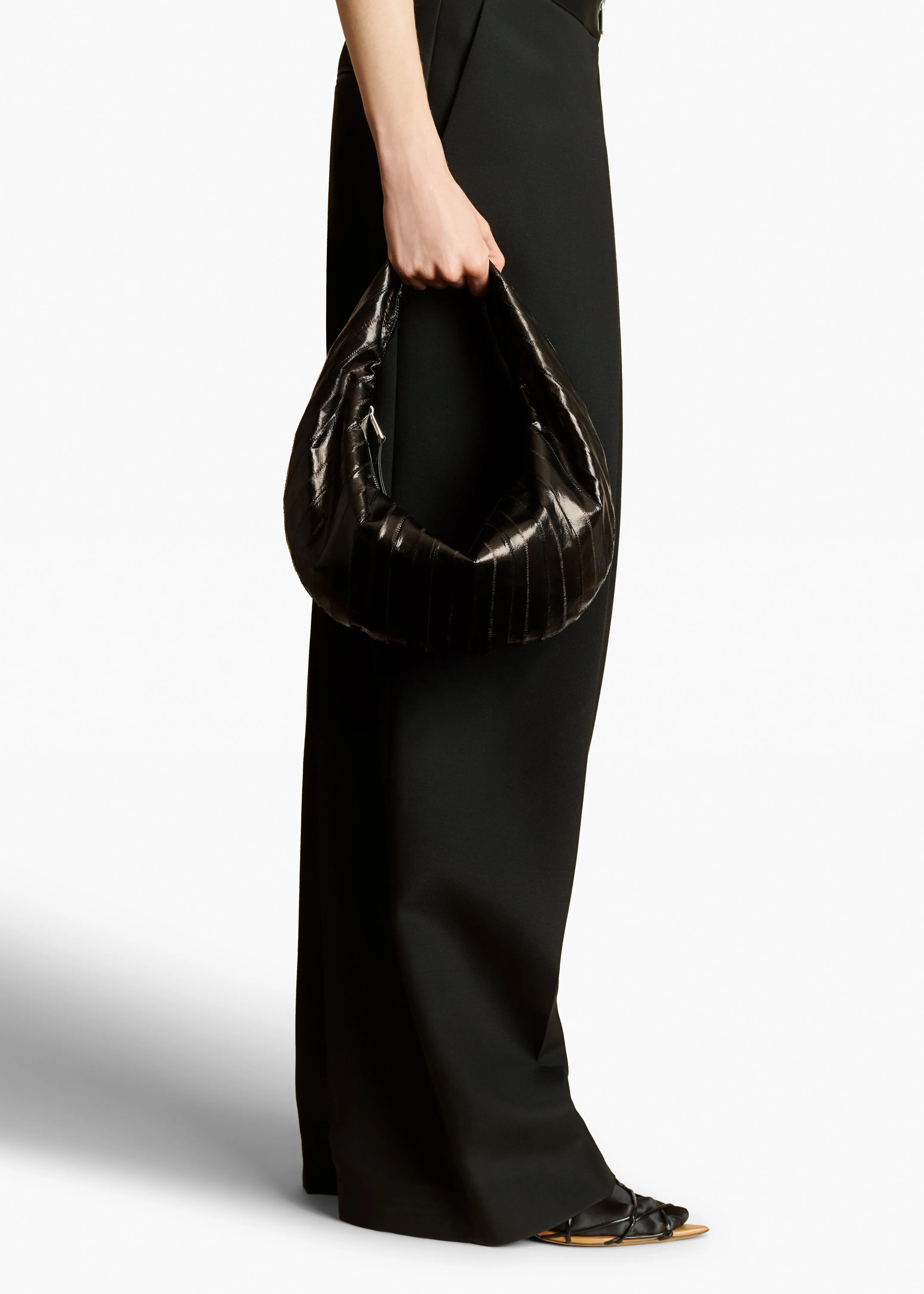 Medium Olivia Hobo in Black Eel Leather