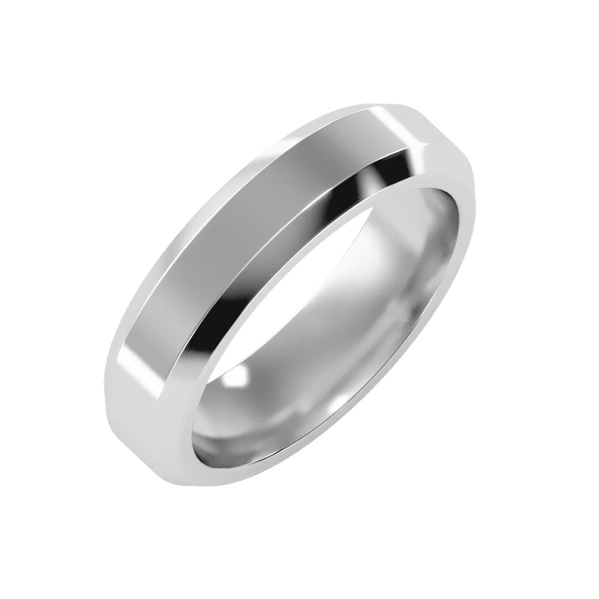 Men's Flat Beveled Edge Classic Wedding Band