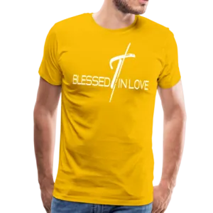 Mens T-Shirts, Blessed In Love Graphic Text Shirt