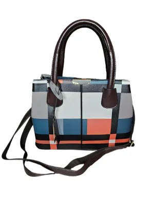 Modern Plaid Blue Grey Black Multi Handbag Pocketbook