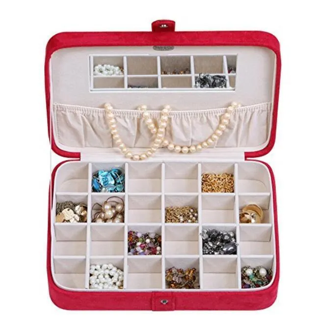 Plush Fabric Jewelry Box with Twenty-four Sections