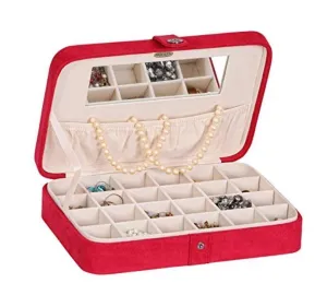 Plush Fabric Jewelry Box with Twenty-four Sections