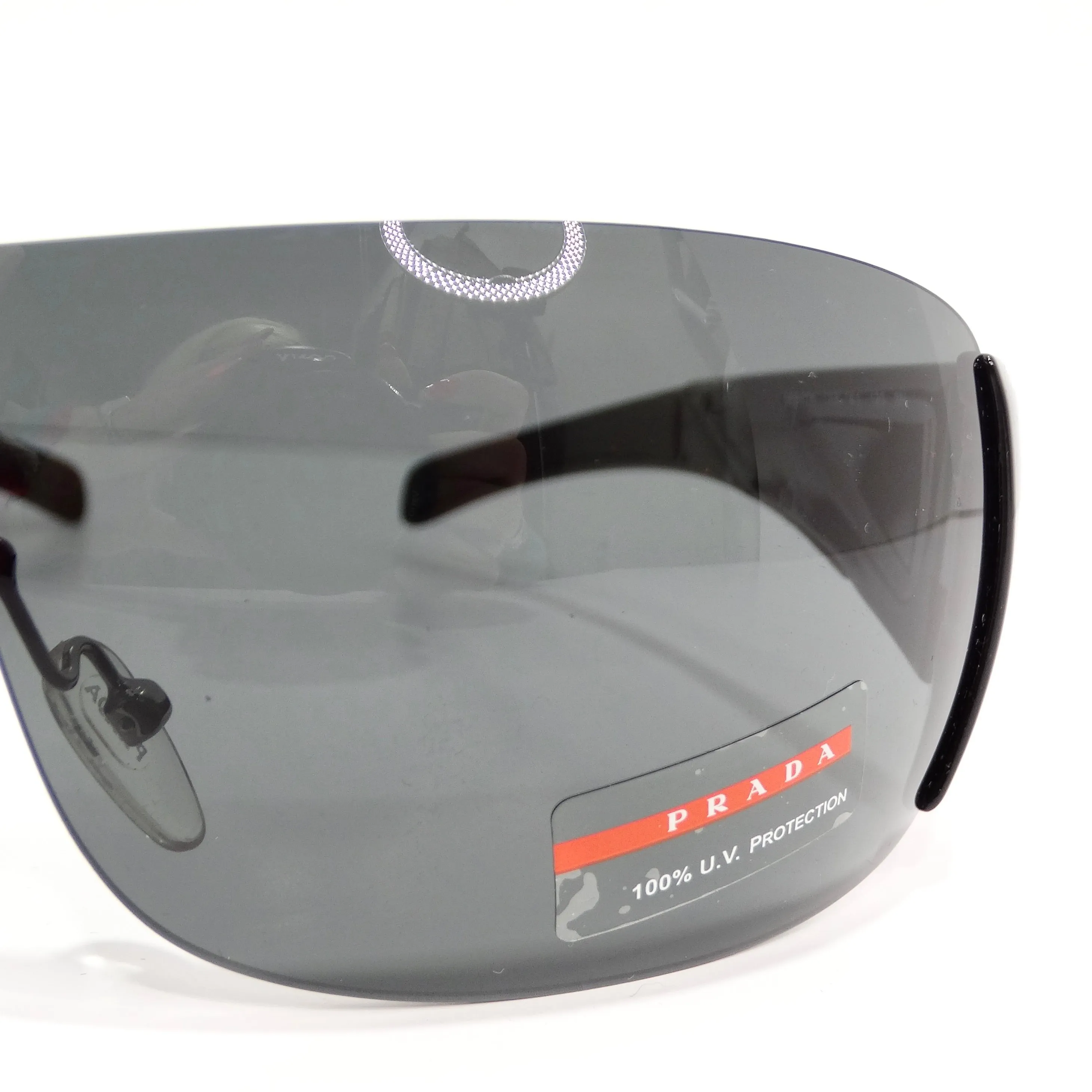 Prada 1990s Black Shield Style Sunglasses