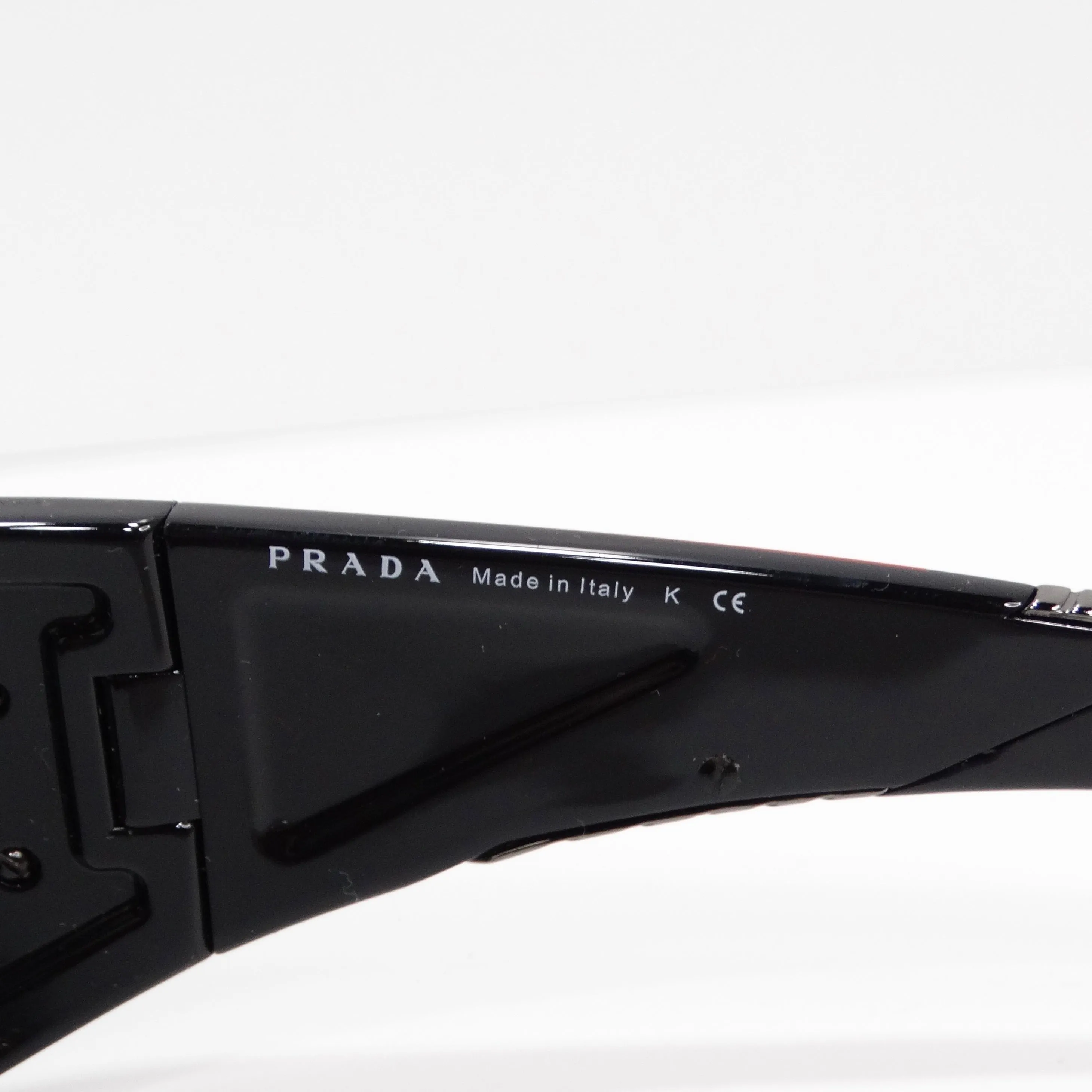 Prada 1990s Black Shield Style Sunglasses