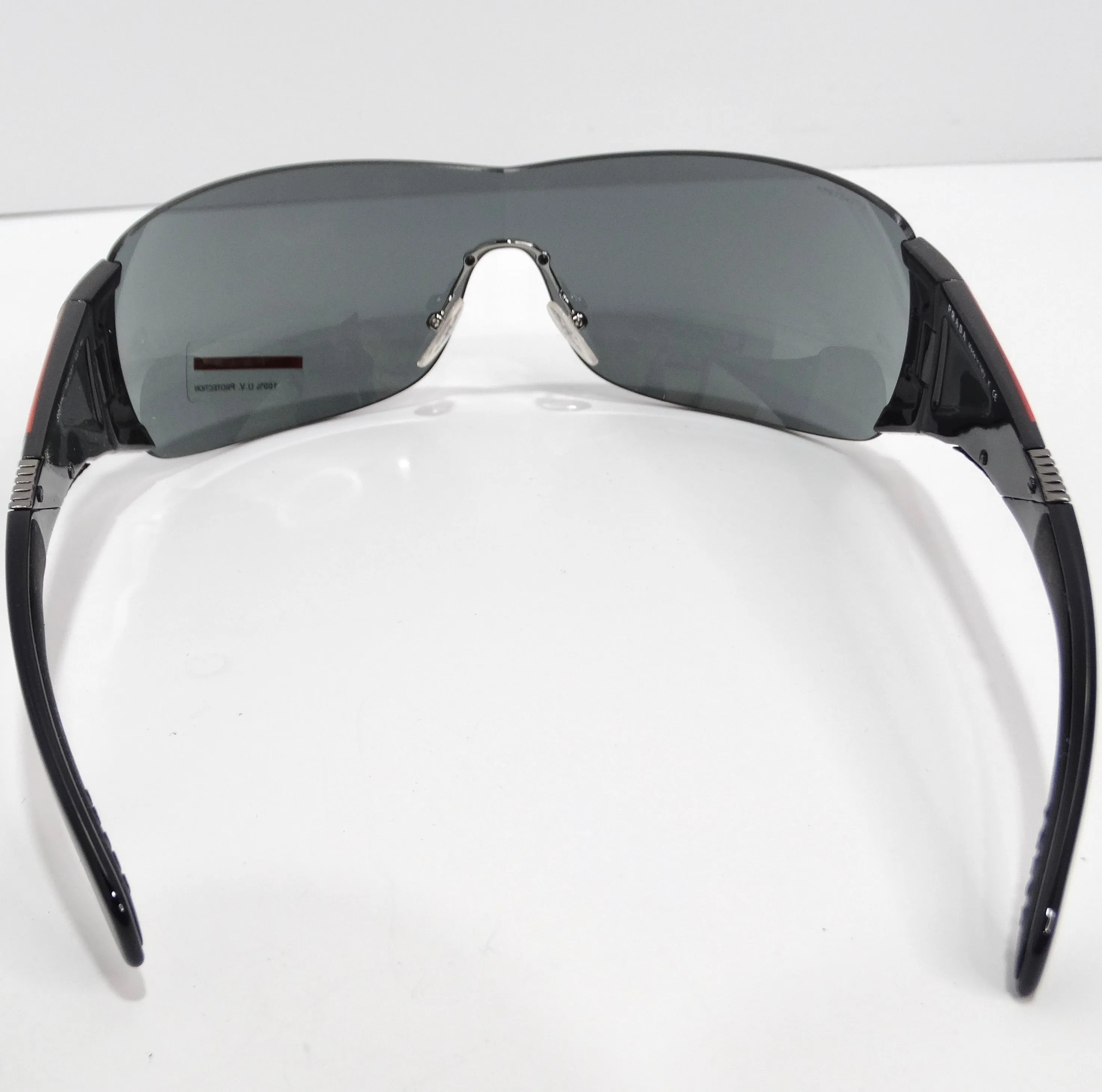 Prada 1990s Black Shield Style Sunglasses