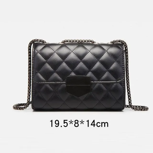 Rhombus Chain Pu Leather Crossbody Luxury Handbags