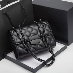 Rhombus Chain Pu Leather Crossbody Luxury Handbags