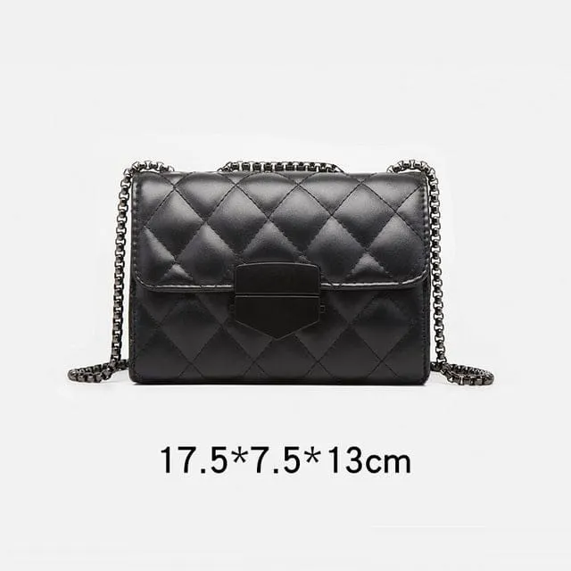 Rhombus Chain Pu Leather Crossbody Luxury Handbags