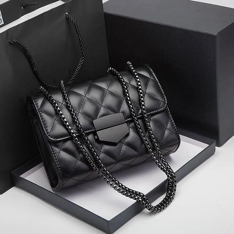 Rhombus Chain Pu Leather Crossbody Luxury Handbags