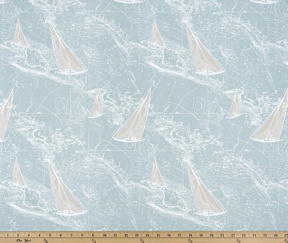 Sail Away Spa Blue Fabric By Premier Prints