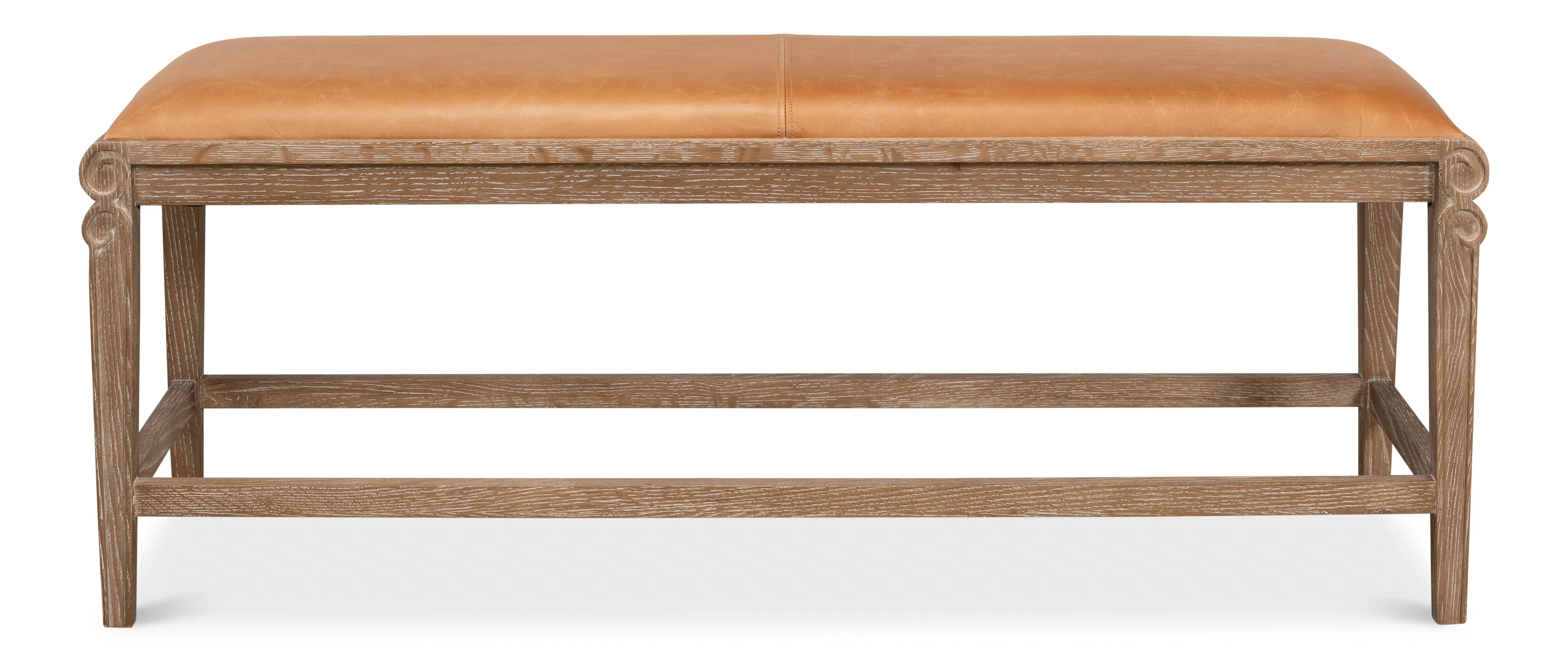 Sarreid - Smith Building Parlor Bench  Leather - Brown - Traditional