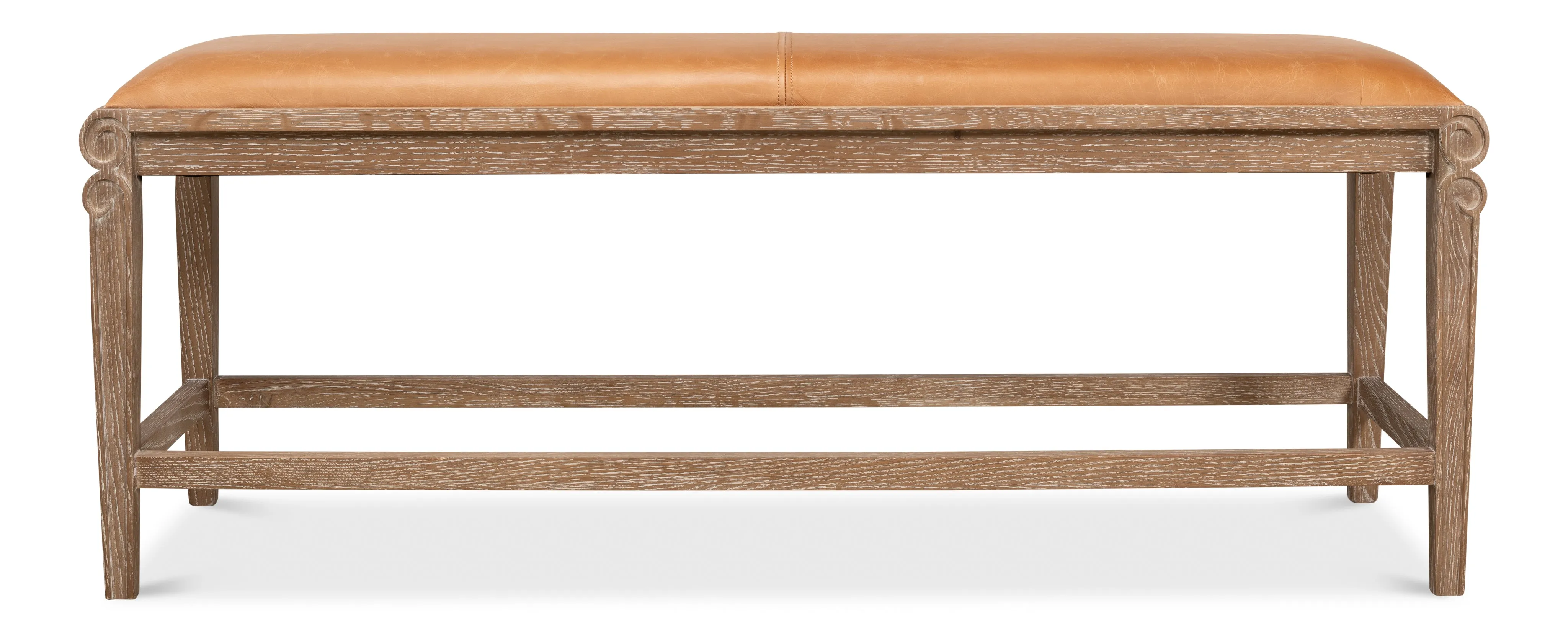 Sarreid - Smith Building Parlor Bench  Leather - Brown - Traditional