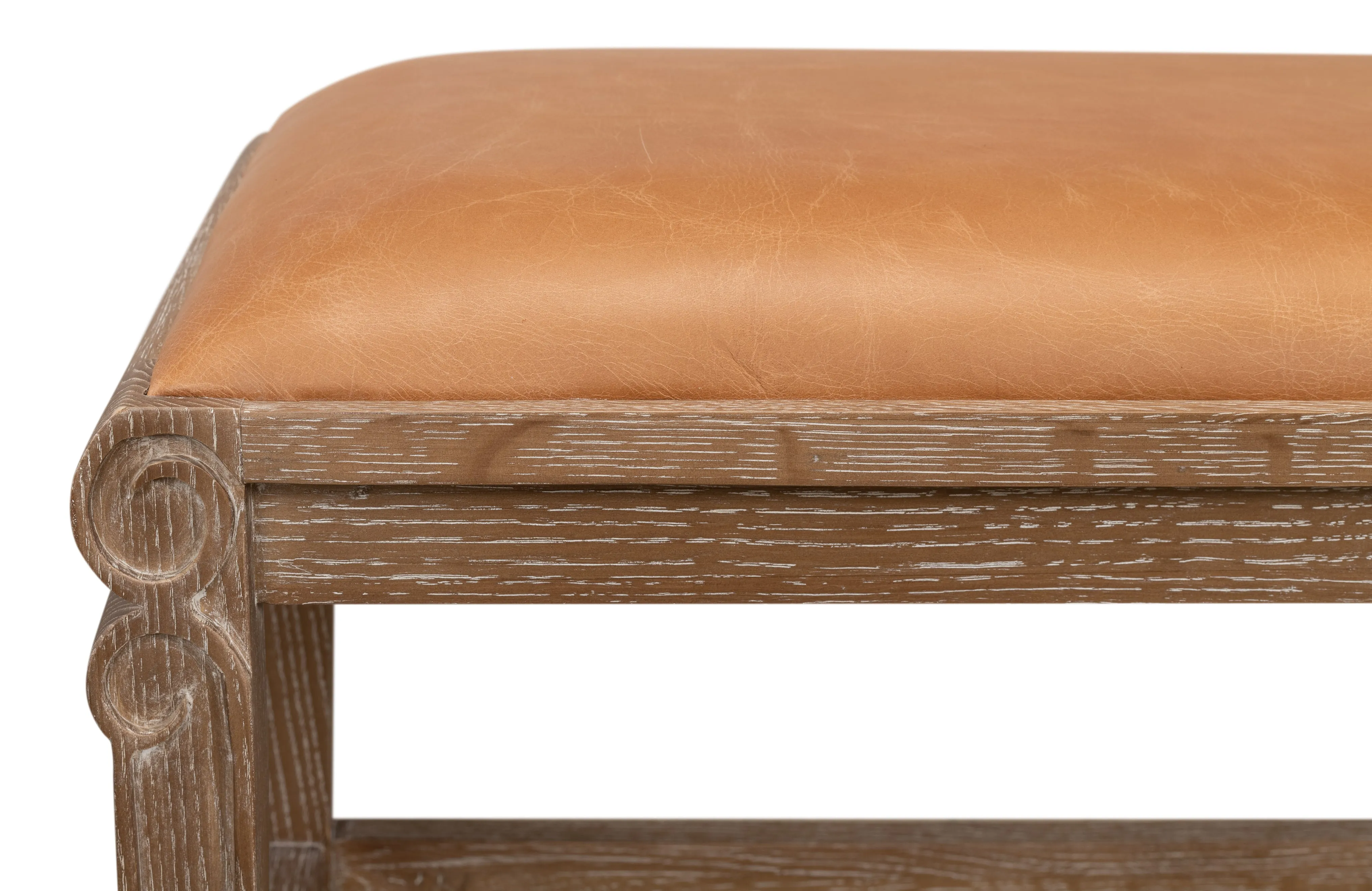 Sarreid - Smith Building Parlor Bench  Leather - Brown - Traditional