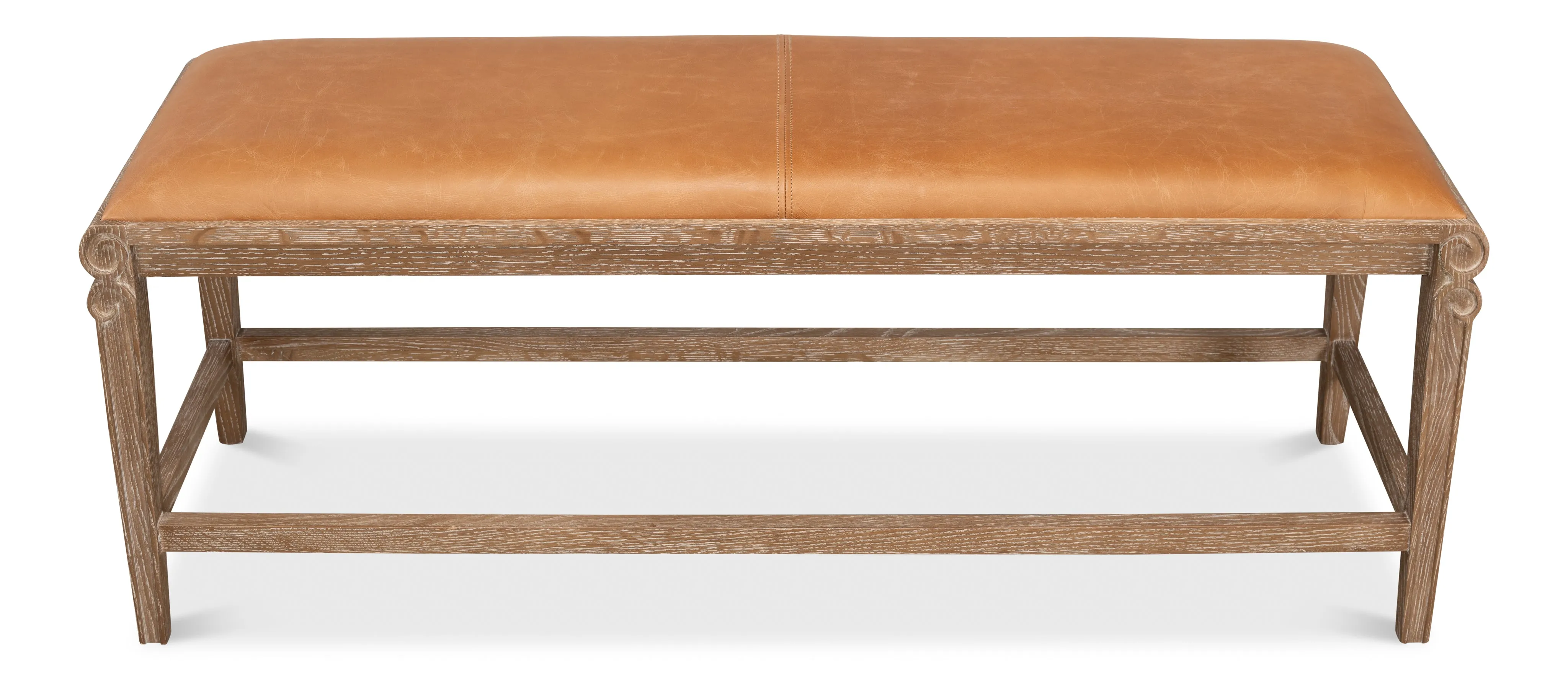Sarreid - Smith Building Parlor Bench  Leather - Brown - Traditional