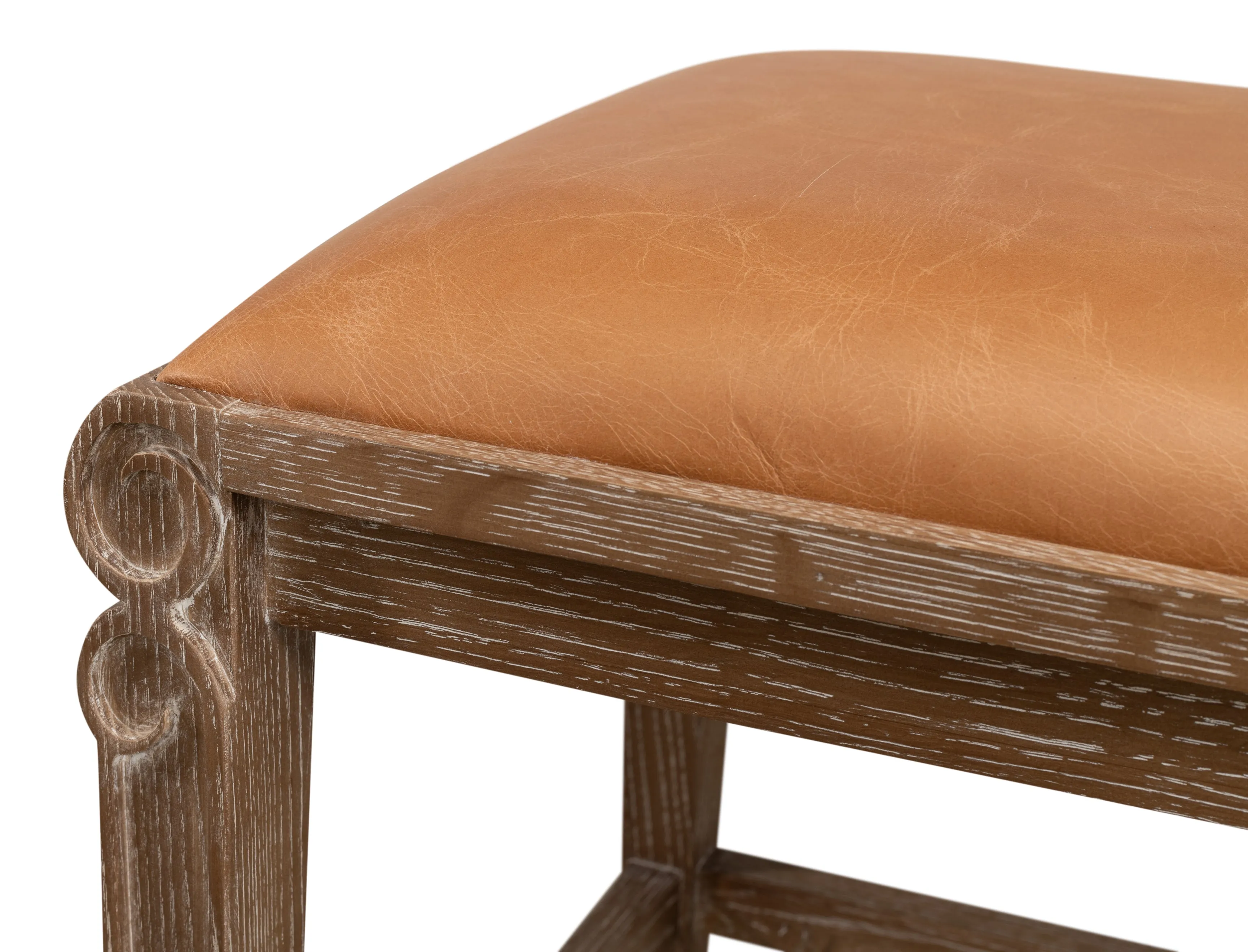 Sarreid - Smith Building Parlor Bench  Leather - Brown - Traditional