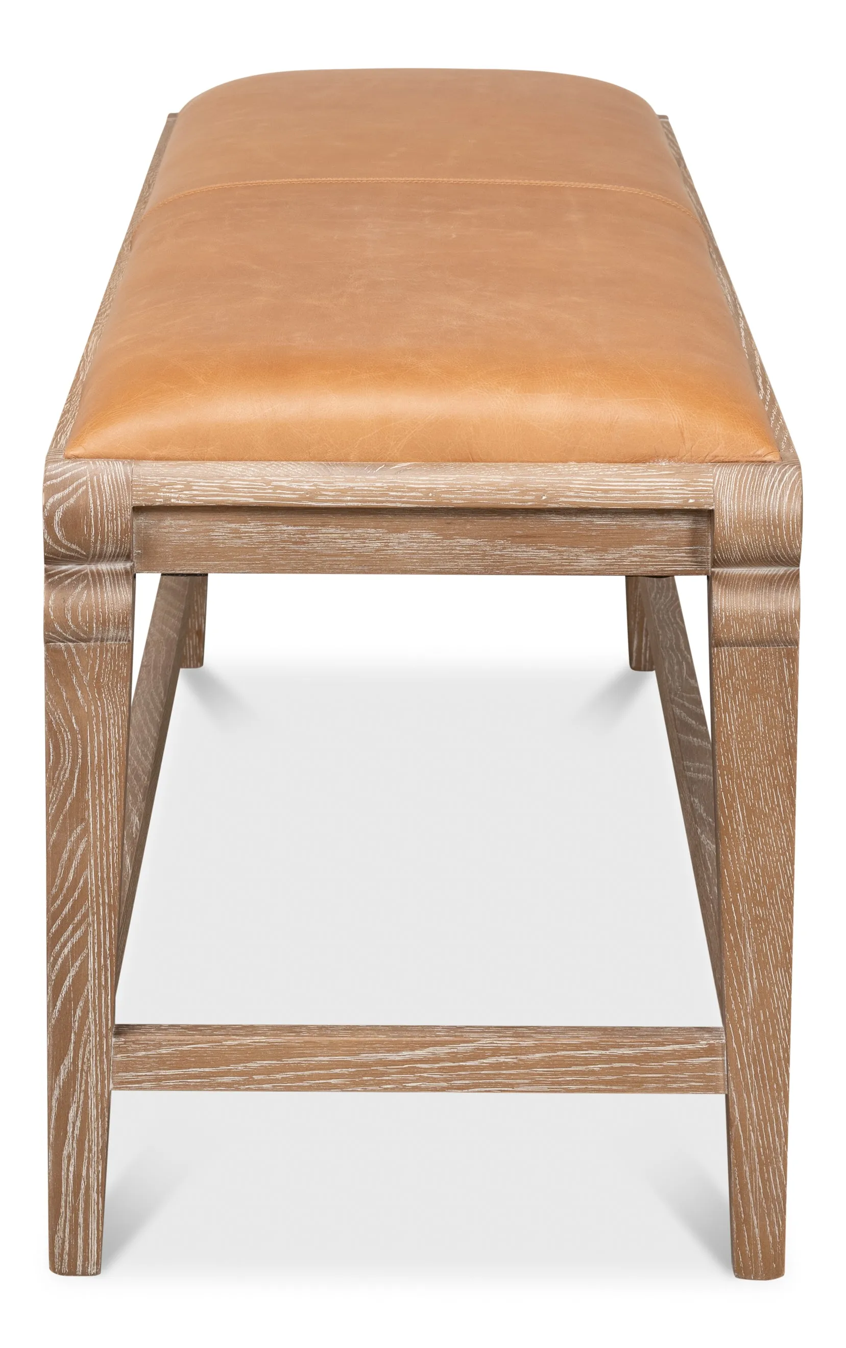 Sarreid - Smith Building Parlor Bench  Leather - Brown - Traditional