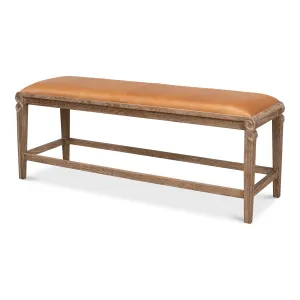 Sarreid - Smith Building Parlor Bench  Leather - Brown - Traditional