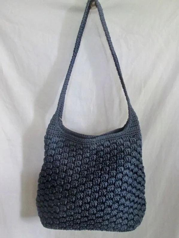THE SAK Hobo Shoulder Bag Knit Vegan Handbag Purse Hippie Sling BLUE