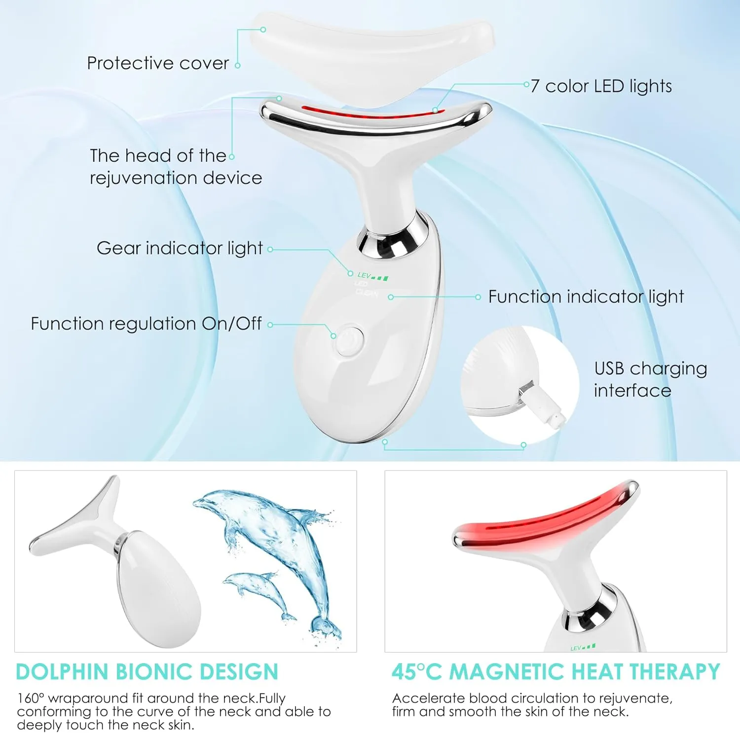 Transform Your Skin with HIVAGI® 7 in 1 Red Light Therapy Face Lift Device: Ultimate Anti-Aging Solution.
