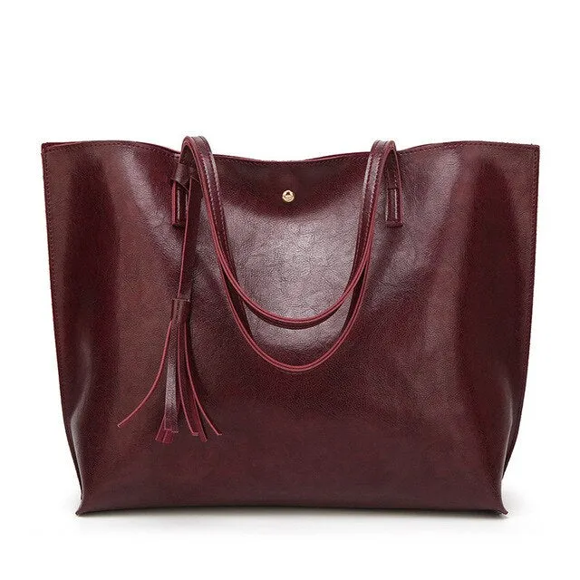 Wenkouban  Big Women's PU Handbags Bucket Shoulder Bag Large Capacity Ladies Shopping Bag Luxury Handbags Ladies Bag Designer Bags