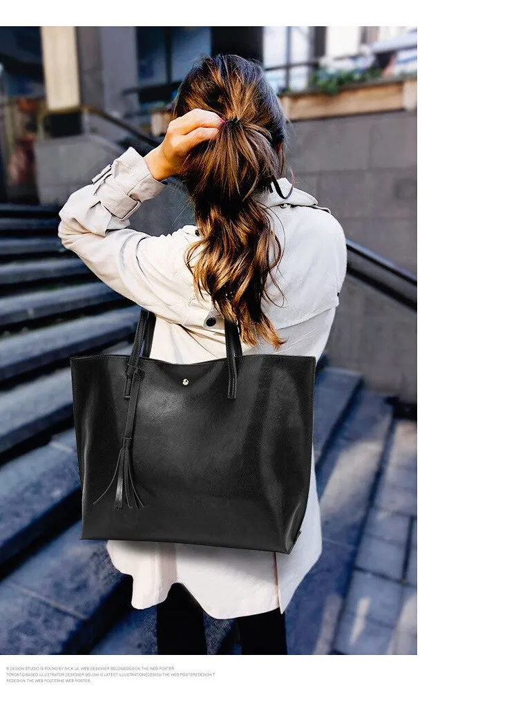 Wenkouban  Big Women's PU Handbags Bucket Shoulder Bag Large Capacity Ladies Shopping Bag Luxury Handbags Ladies Bag Designer Bags