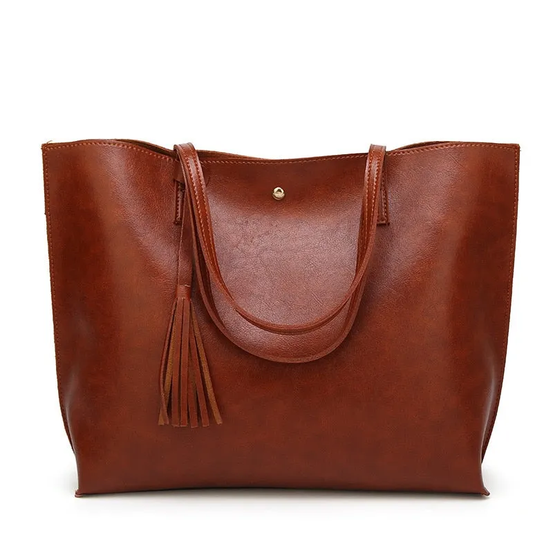 Wenkouban  Big Women's PU Handbags Bucket Shoulder Bag Large Capacity Ladies Shopping Bag Luxury Handbags Ladies Bag Designer Bags