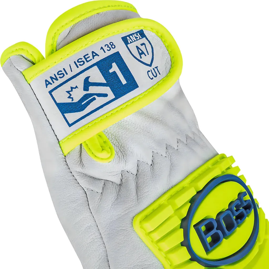West Chester 9916/2XL Top Grain Goatskin Leather Drivers Glove with Hi-Vis Impact Protection and DuPont Kevlar Blend Lining