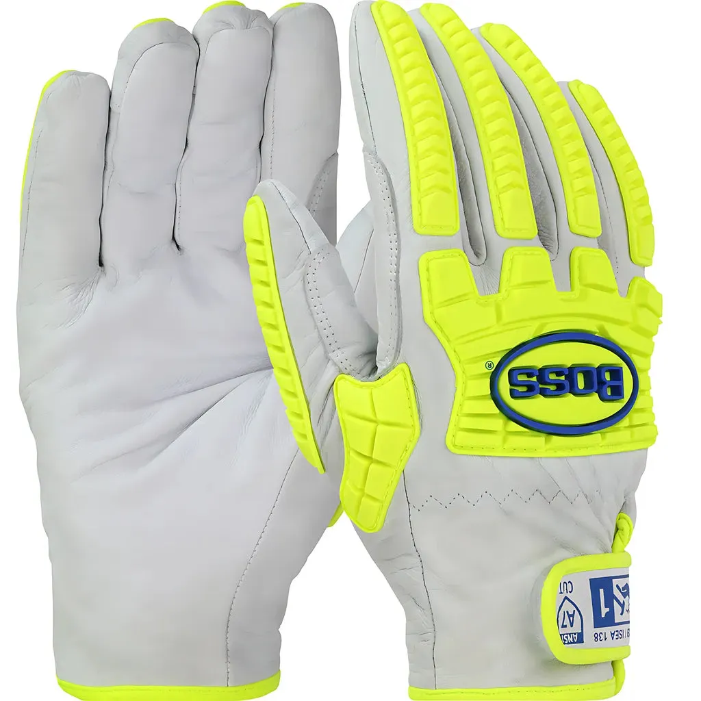 West Chester 9916/2XL Top Grain Goatskin Leather Drivers Glove with Hi-Vis Impact Protection and DuPont Kevlar Blend Lining