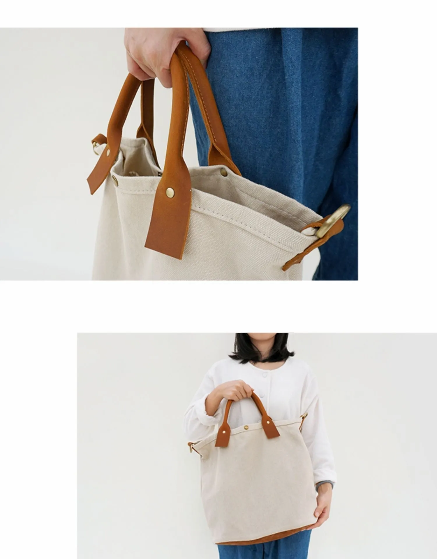 Women's Canvas Tote Bags White Canvas Tote Bag Two Tone Canvas Tote Mens Tote Bag On Shoulder Mens