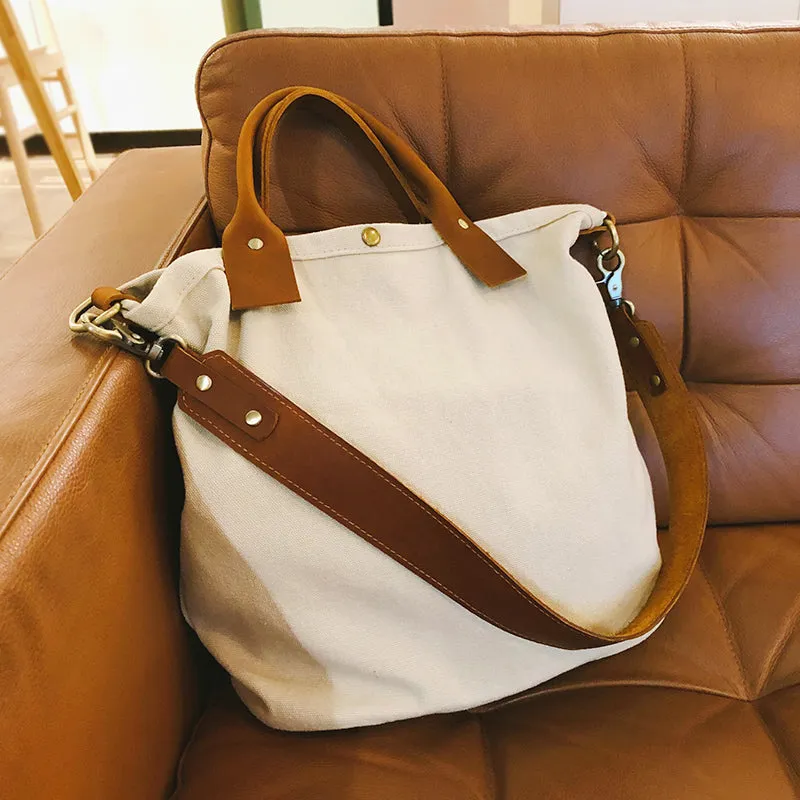 Women's Canvas Tote Bags White Canvas Tote Bag Two Tone Canvas Tote Mens Tote Bag On Shoulder Mens