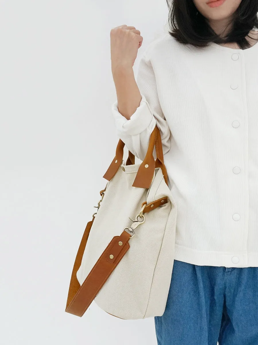 Women's Canvas Tote Bags White Canvas Tote Bag Two Tone Canvas Tote Mens Tote Bag On Shoulder Mens