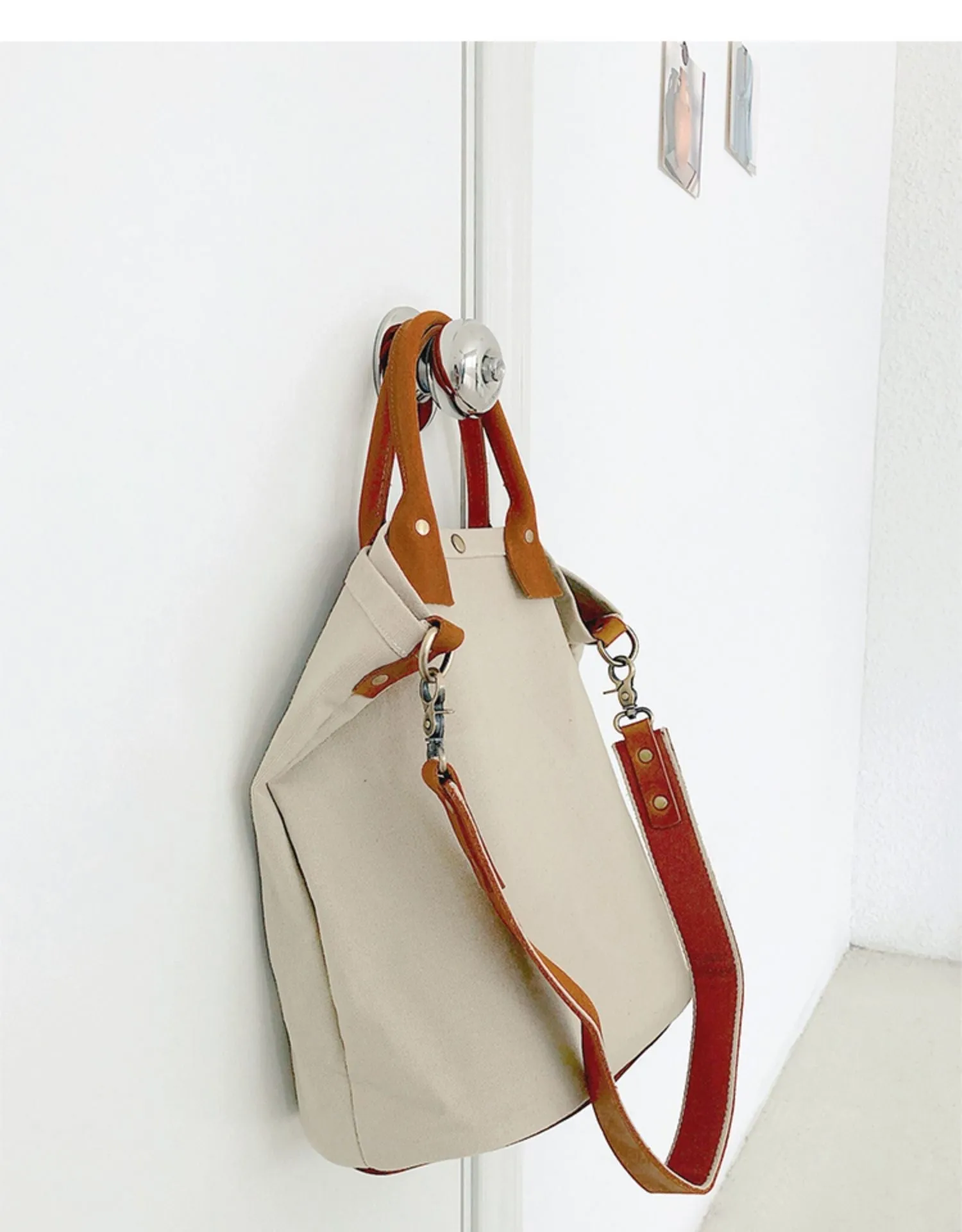 Women's Canvas Tote Bags White Canvas Tote Bag Two Tone Canvas Tote Mens Tote Bag On Shoulder Mens